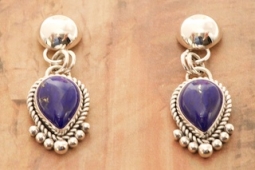 Artie Yellowhorse Genuine Blue Lapis Sterling Silver Earrings
